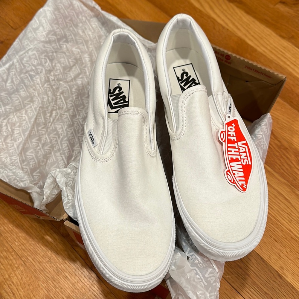 White Slip On Vans